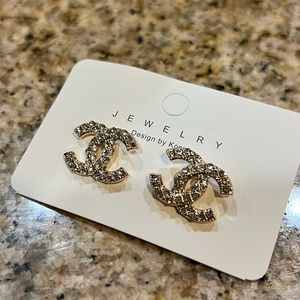 Double CC Sterling Silver Earrings 925